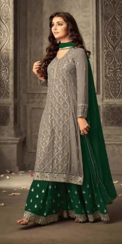 FC 47001 Green Color Georgette With Embroidery work With Stone Suit Casual, Wedding, Party, Festive, Events Etc.4-6 Working Days@ 1849/-only | Jump Suits, Casual Suits, Creative suits, Designer Suits, Palazzo Suits, Party Wear Suits, Patiala Suits, Salwar suit, Straight Suits