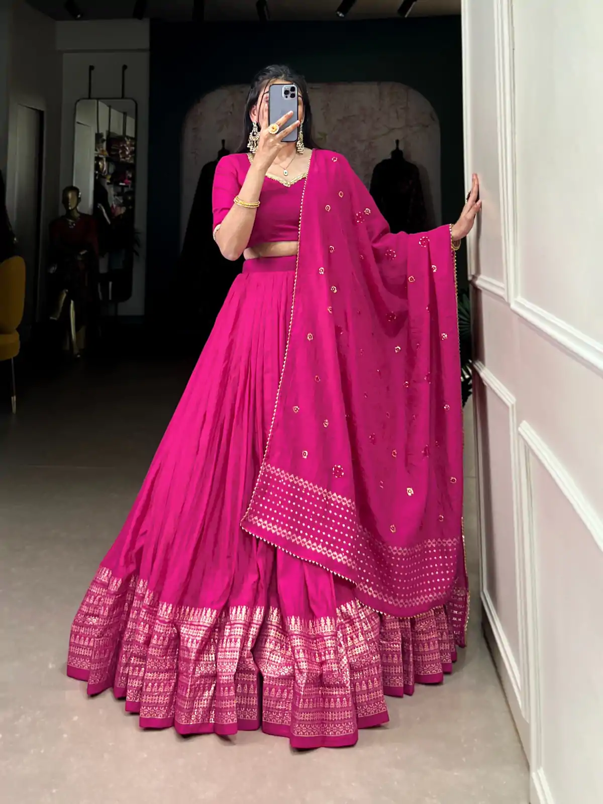 LNB 1906 Pink Color Pure Chanderi Plain With Zari Weaving Work Border Lehenga Choli Wedding, Party, Festive, Events Etc. Delivery 4-6 Working Days Rs 1999 | Bollywood Lehenga, Creative Lehenga, Designer Lehenga, Embroidered Lehenga, Lehenga, Party Wear Lehenga