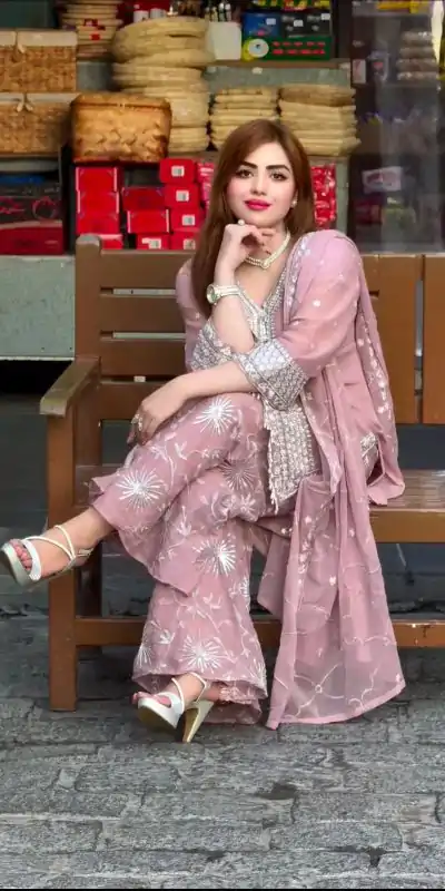 NSR 836 Light Pink Color Faux Georgette With Embroidery Sharara Suit Wedding, Party, Festive, Events Etc.  Expected Delivery 4-6 Working Days @2049/- | Jump Suits, Casual Suits, Creative suits, Designer Suits, Palazzo Suits, Party Wear Suits, Patiala Suits, Salwar suit, Straight Suits