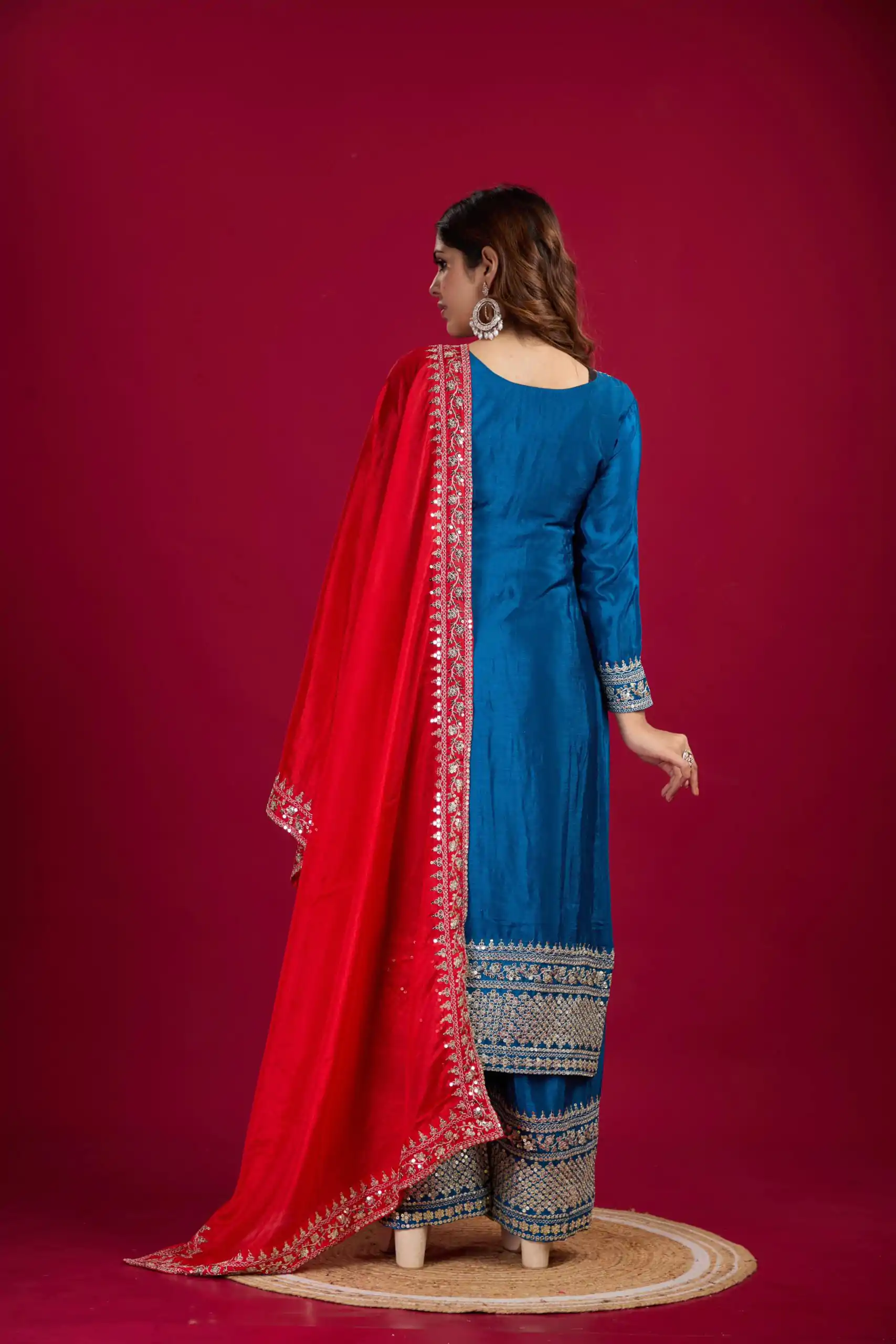 SRK 5231 Blue Color Pure Chinnon Silk With Embroidery Sequence Work Salwar Suit Casual, Wedding, Party, Festive, Events Etc.4-6 Working Days@ 1899/-only | Jump Suits, Casual Suits, Creative suits, Designer Suits, Palazzo Suits, Party Wear Suits, Patiala Suits, Salwar suit, Straight Suits
