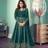 FC 8543 Green Color Georgette Codding Sequence Embroidery Work Anarkali Gown Wedding Party, Festive, Events Etc.4-6 Working Days@2149/- only | Bollywood Gowns, Creative Gowns, Designer Gowns, Embroidered Gowns, Gowns, Party Wear Gowns, Straight Suits