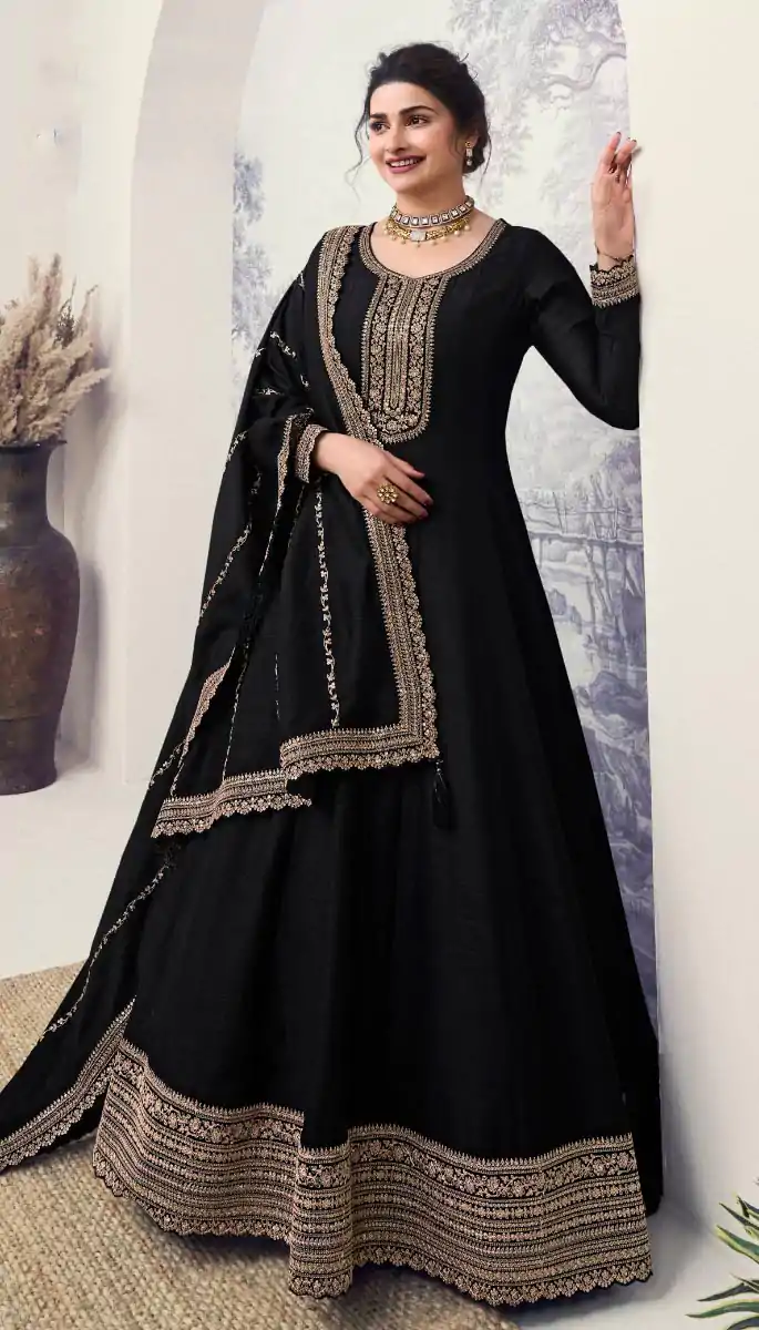 FC 67743 Black Color Georgette with Embroidery Work Anarkali Suit Casual, Wedding, Party, Festive, Events. Expected Delivery 4-6 Working Days @2999/-Only | Anarkali Suits, Bollywood Anarkali, Creative-Anarkali, Designer Anarkali, Embroidered Anarkali, Party Wear Anarkali