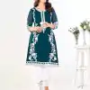 INLI Dark Green Color Georgette and Embroidery work Kurti With Pant Casual, Wedding, Party, Festive, Events Etc. Expected Delivery 4-6 Working Days @1649 | Bollywood Kurti, Creative Kurtis, Designer Kurti, Kurti, Party Wear Kurti, Selfie Kurti