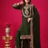 Amazing Bottle Green Color Faux Georgette Embroidery Sequence Work Salwar Suit