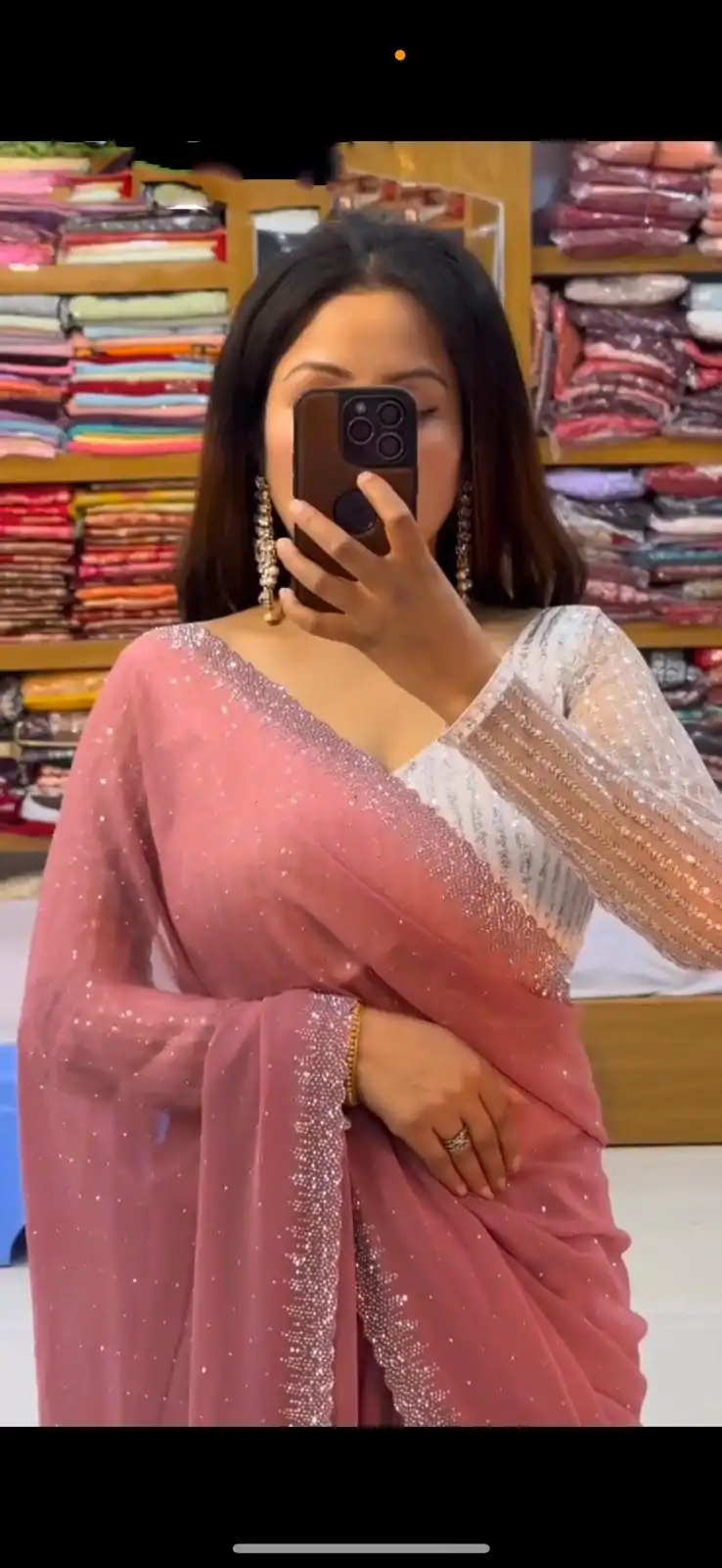 SC 218 Onion Color Georgette Hot Fix Stone Work Saree Casual, Wedding, Festive, Events . Expected Delivery  4-6 Working Days @1449/- only                                                                                                                                             | Bollywood Sarees, Creative Sarees, Designer Sarees, Embroidered Sarees, Ethnic Saree, Modern Digital sarees, Party Wear Sarees, Sarees