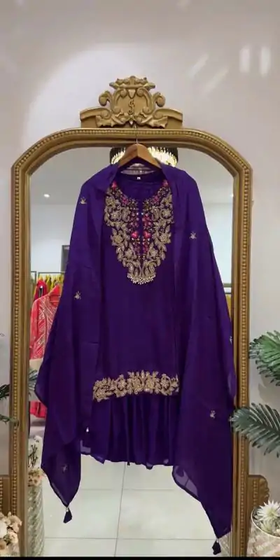 ZSR 3108 Violet Faux Georgette With 5mm Embroidery Sequence Work Salwar Suit Casual, Wedding, Party, Festive, Events Etc.4-6 Working Days@ 1899/-only | Jump Suits, Casual Suits, Creative suits, Designer Suits, Palazzo Suits, Party Wear Suits, Patiala Suits, Salwar suit, Straight Suits