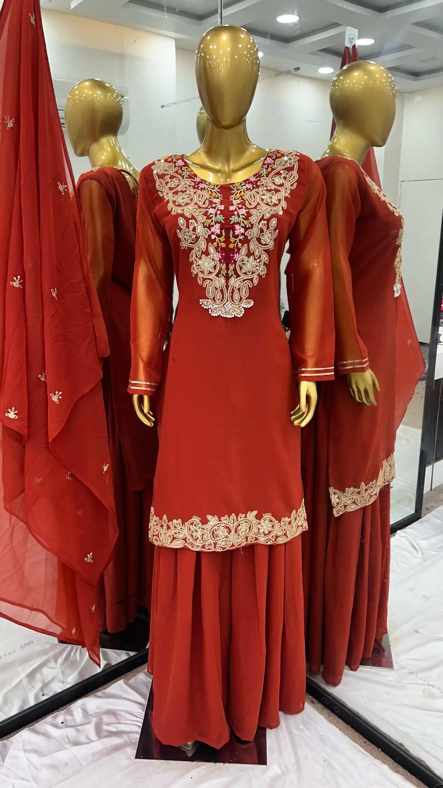 ZSR 3108 Orange Faux Georgette With 5mm Embroidery Sequence Work Salwar Suit Casual, Wedding, Party, Festive, Events Etc.4-6 Working Days@ 1899/-only | Jump Suits, Casual Suits, Creative suits, Designer Suits, Palazzo Suits, Party Wear Suits, Patiala Suits, Salwar suit, Straight Suits