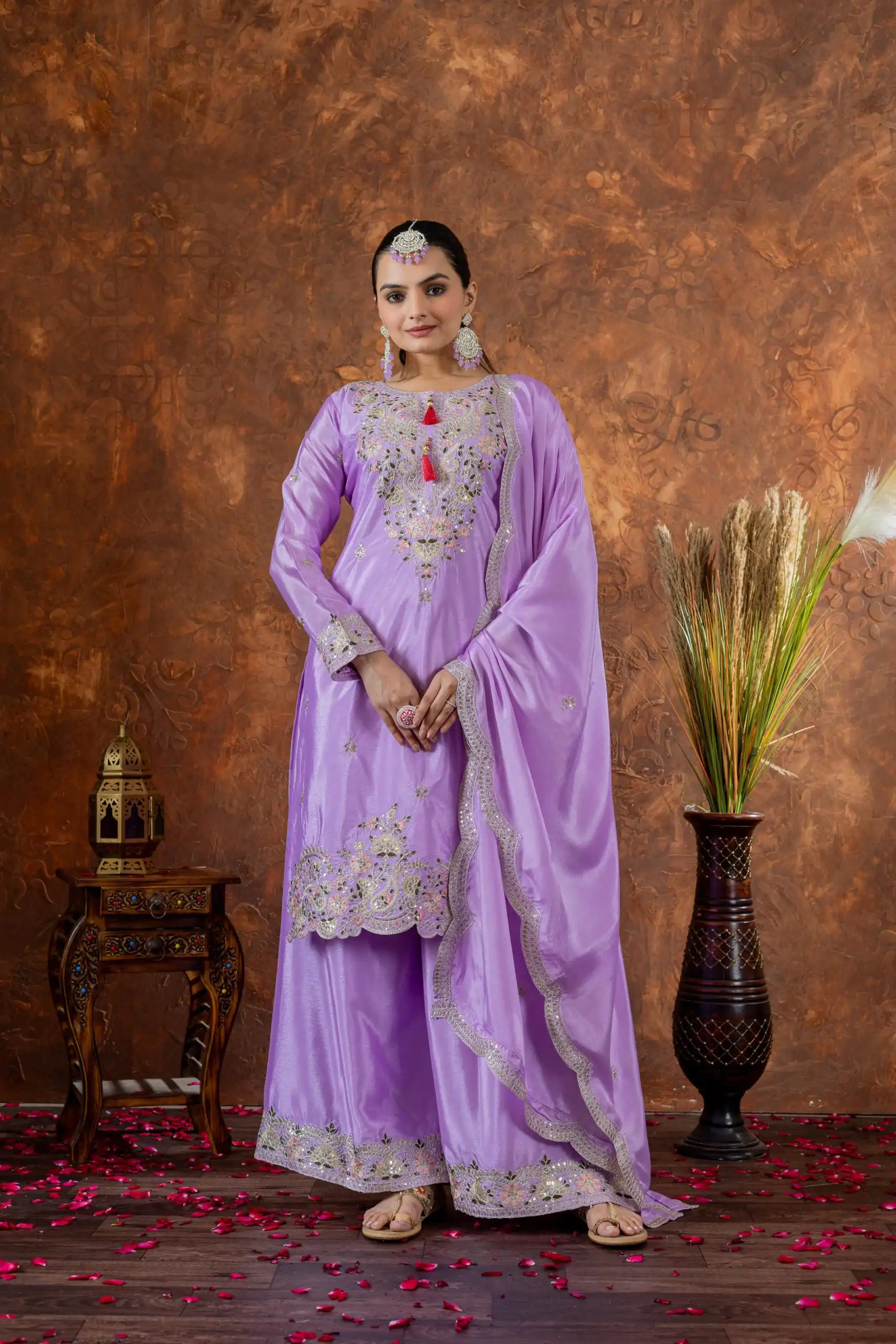 AD 191 Purple Color Chinon Silk Embroidery 3mm Sequence Coding Dori Work Salwar Suit , Wedding, Party, Festive, Events Etc.4-6 Working Days@ 2049/-only | Jump Suits, Casual Suits, Creative suits, Designer Suits, Palazzo Suits, Party Wear Suits, Patiala Suits, Salwar suit, Straight Suits