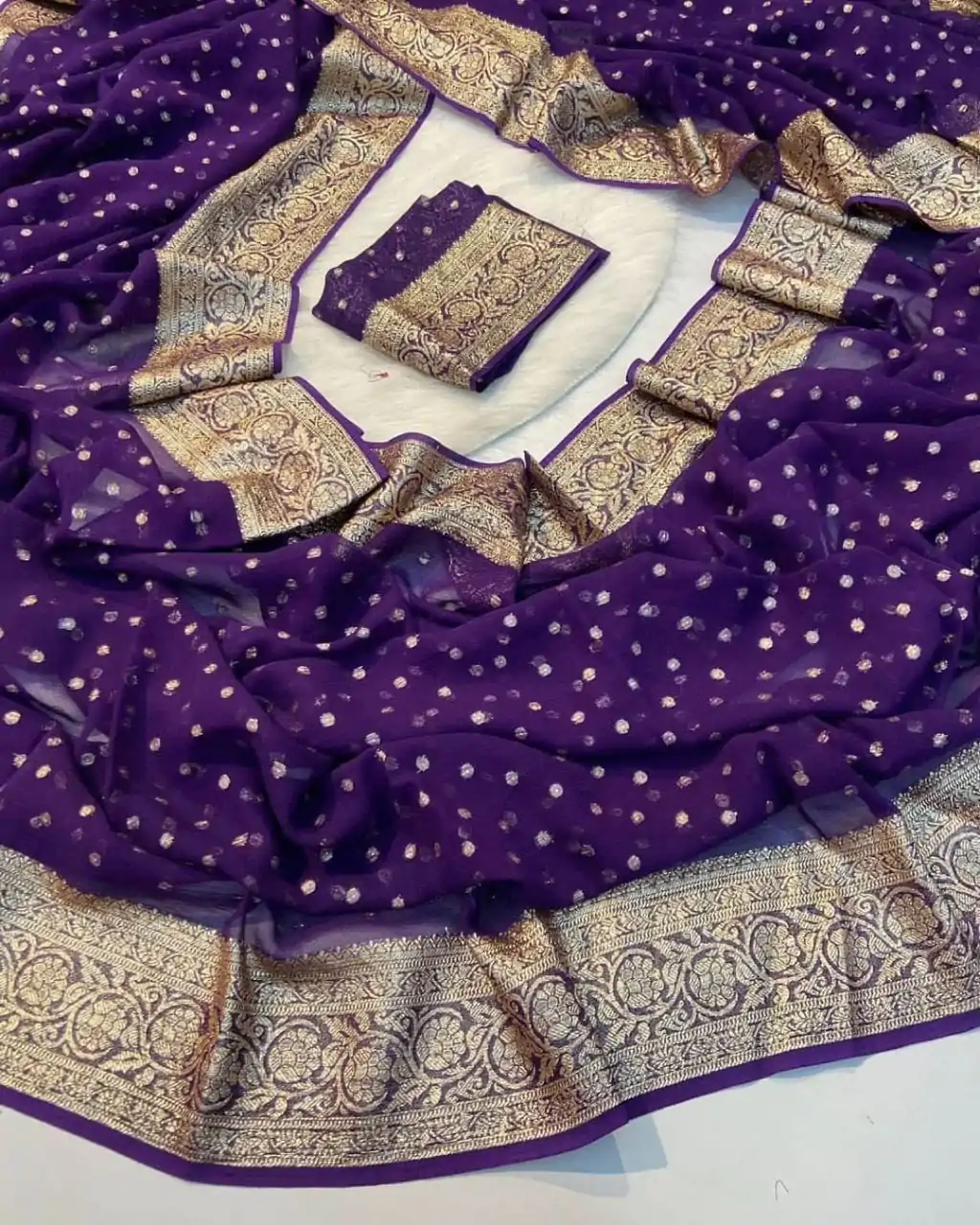 MS Arrival Purple Color Viscose Georgette With Running Blouse Saree Casual, Wedding, Festive, Events . Expected Delivery  4-6 Working Days @1599/- only                                                                                                                                                         | Bollywood Sarees, Creative Sarees, Designer Sarees, Embroidered Sarees, Ethnic Saree, Modern Digital sarees, Party Wear Sarees, Sarees