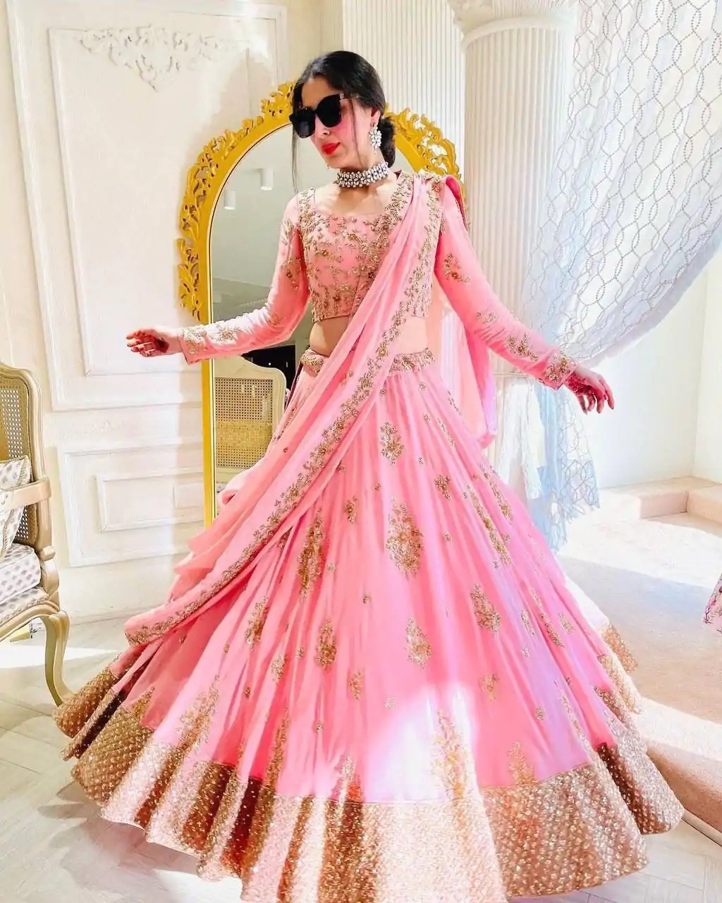 BD 1493 Light Pink Color Fox Georgette Embroidery Sequins Work Lehenga Choli Wedding, Party, Festive, Events Etc. Delivery 4-6 Working Days Rs 2049 | Bollywood Lehenga, Creative Lehenga, Designer Lehenga, Embroidered Lehenga, Lehenga, Party Wear Lehenga