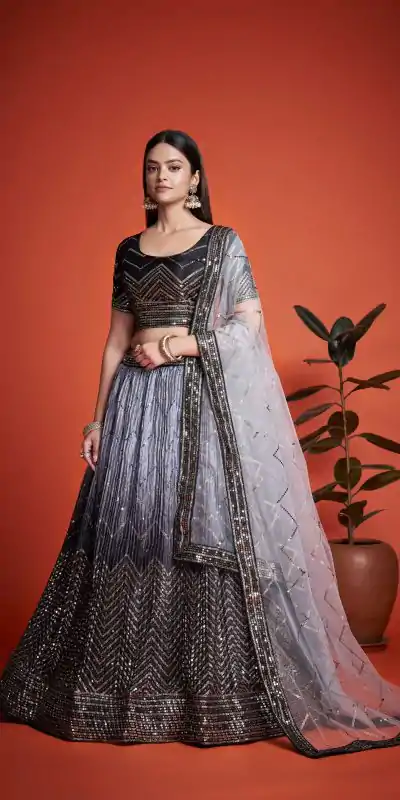 RC 266 Black Color Chinon Embroidery and Sequins Lehenga Choli Wedding, Party, Festive, Events Etc. Delivery 4-6 Working Days Rs 2399 | Bollywood Lehenga, Creative Lehenga, Designer Lehenga, Embroidered Lehenga, Lehenga, Party Wear Lehenga