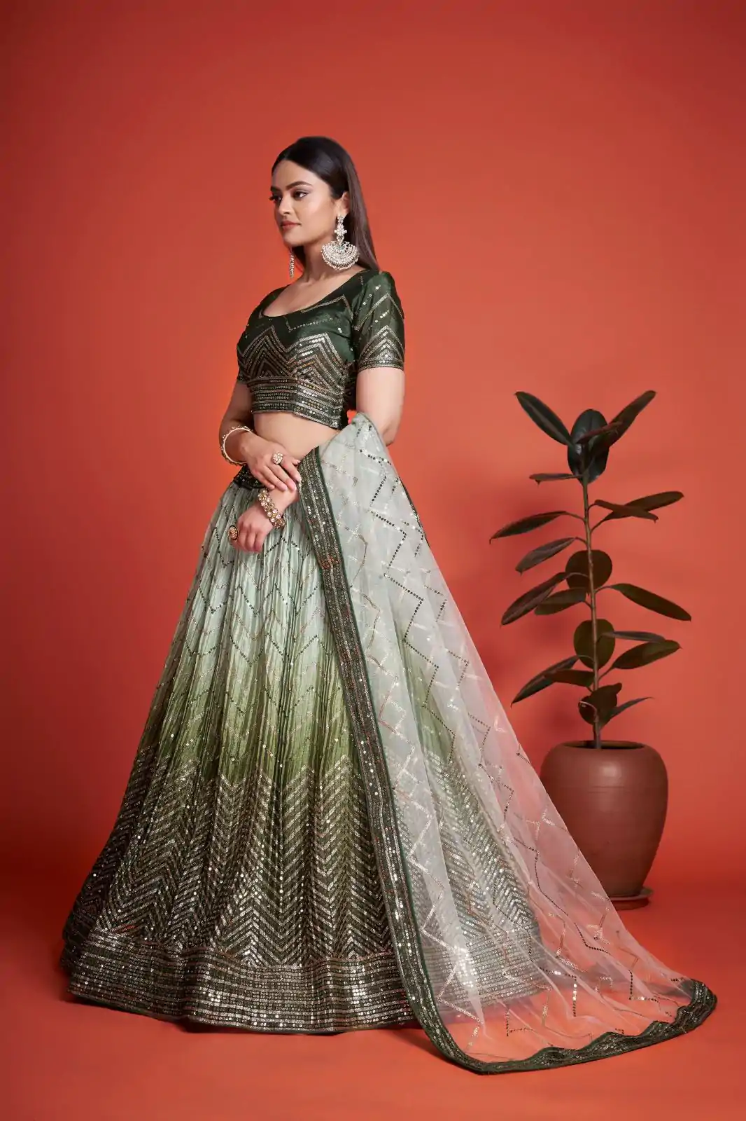 RC 266 Green Color Chinon Embroidery and Sequins Lehenga Choli Wedding, Party, Festive, Events Etc. Delivery 4-6 Working Days Rs 2399 | Bollywood Lehenga, Creative Lehenga, Designer Lehenga, Embroidered Lehenga, Lehenga, Party Wear Lehenga