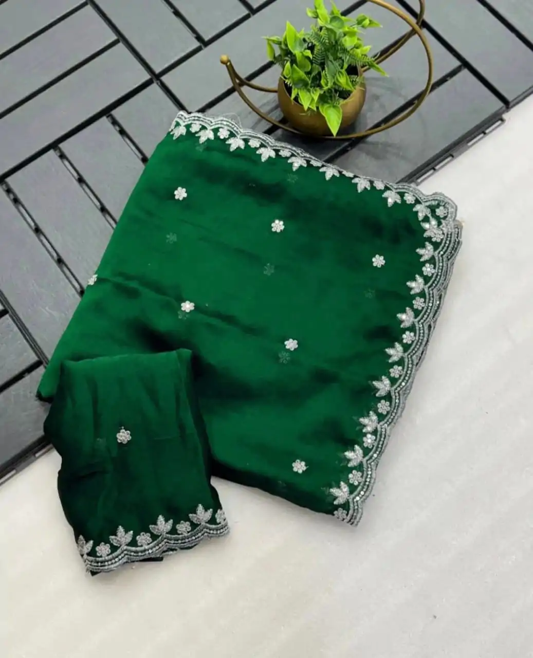 KT Arrival Green Color Rangoli Chiffon Embroidery Cut Work Saree Casual, Wedding, Festive, Events . Expected Delivery  4-6 Working Days @1549/- only                                                                                                                                             | Bollywood Sarees, Creative Sarees, Designer Sarees, Embroidered Sarees, Ethnic Saree, Modern Digital sarees, Party Wear Sarees, Sarees