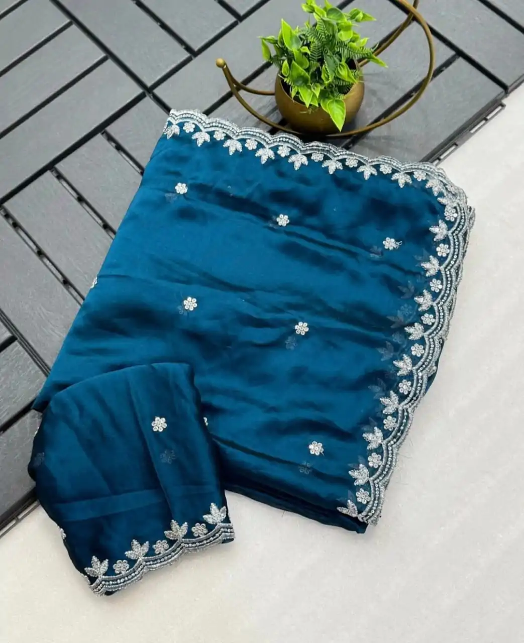 KT Arrival Peacock Blue Color Rangoli Chiffon Embroidery Cut Work Saree Casual, Wedding, Festive, Events . Expected Delivery  4-6 Working Days @1549/- only                                                                                                                                             | Bollywood Sarees, Creative Sarees, Designer Sarees, Embroidered Sarees, Ethnic Saree, Modern Digital sarees, Party Wear Sarees, Sarees