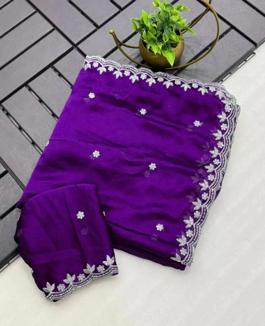 KT Arrival Purple Color Rangoli Chiffon Embroidery Cut Work Saree Casual, Wedding, Festive, Events . Expected Delivery  4-6 Working Days @1549/- only                                                                                                                                             | Bollywood Sarees, Creative Sarees, Designer Sarees, Embroidered Sarees, Ethnic Saree, Modern Digital sarees, Party Wear Sarees, Sarees