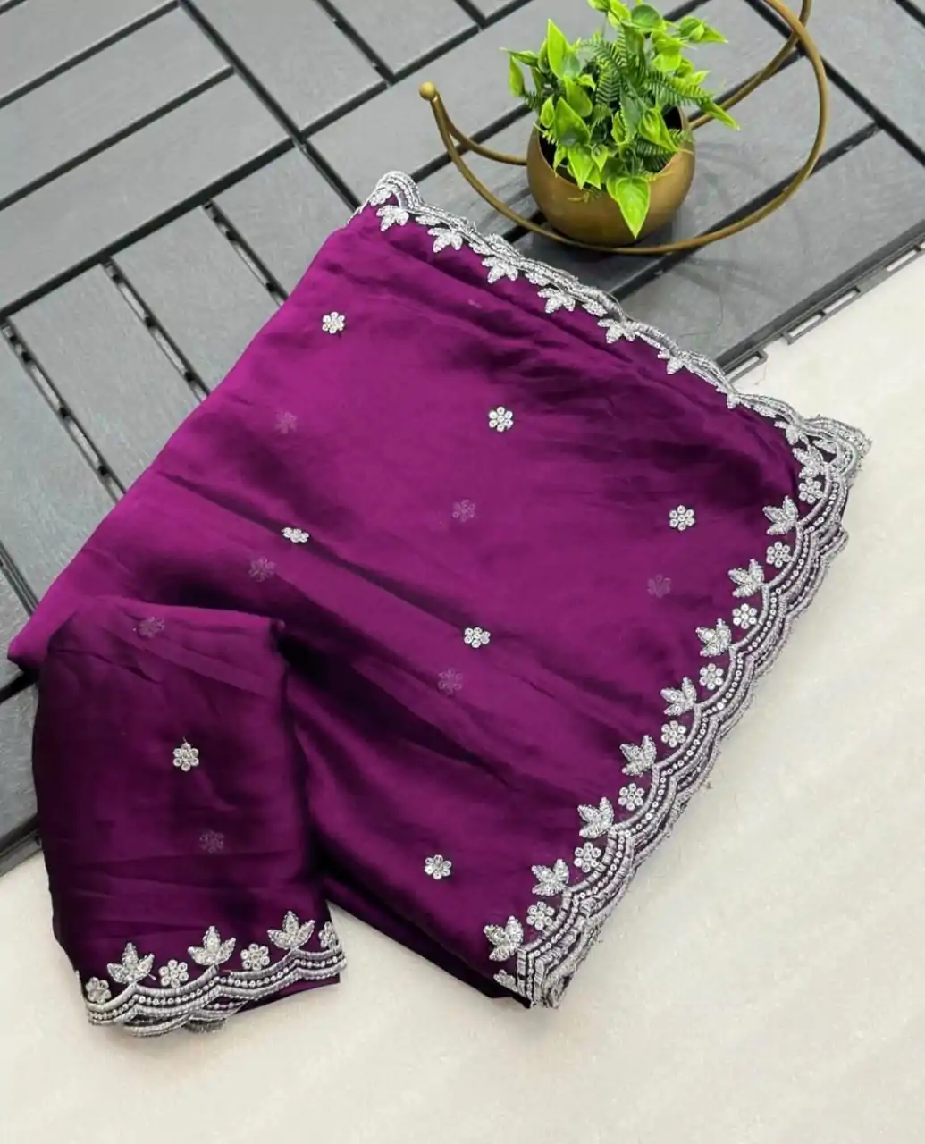 KT Arrival Wine Color Rangoli Chiffon Embroidery Cut Work Saree Casual, Wedding, Festive, Events . Expected Delivery  4-6 Working Days @1549/- only                                                                                                                                             | Bollywood Sarees, Creative Sarees, Designer Sarees, Embroidered Sarees, Ethnic Saree, Modern Digital sarees, Party Wear Sarees, Sarees