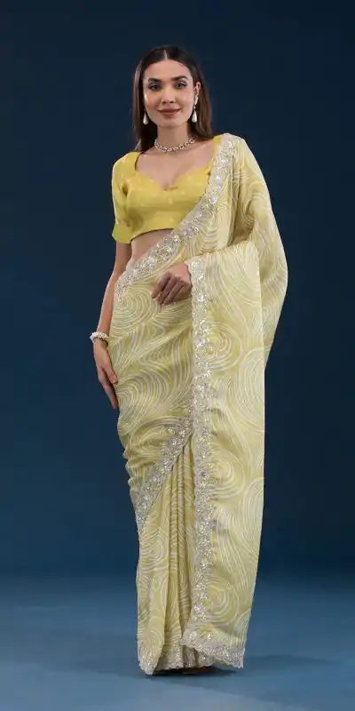 BT-403 Lemon Yellow Color Georgette Digital Prints Embroidery Codding Sequins Work Saree, Wedding, Festive, Events. Expected Delivery  4-6 Working Days @1899 | Bollywood Sarees, Creative Sarees, Designer Sarees, Embroidered Sarees, Ethnic Saree, Modern Digital sarees, Party Wear Sarees, Sarees