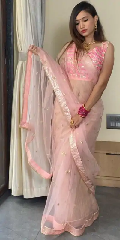BT 286 Pink Color Nylon Butterfly Net Fancy Multi Thread Lace Sequins Work Saree, Wedding, Festive, Events . Expected Delivery 4-6 Working Days @1449/- only | Bollywood Sarees, Creative Sarees, Designer Sarees, Embroidered Sarees, Ethnic Saree, Modern Digital sarees, Party Wear Sarees, Sarees