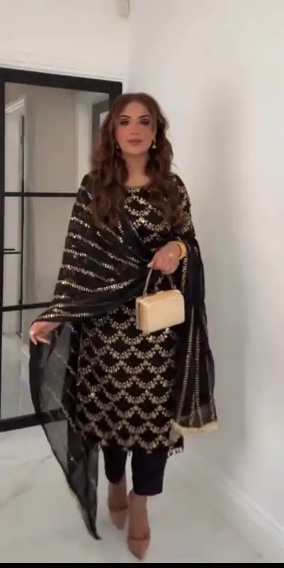 VLM 261 Black Color Faux Georgette With With Embroidery Moti Lace Work Salwar Suit Casual, Wedding, Party, Festive, Events Etc.4-6 Working Days@ 1999/-only | Jump Suits, Casual Suits, Creative suits, Designer Suits, Palazzo Suits, Party Wear Suits, Patiala Suits, Salwar suit, Straight Suits