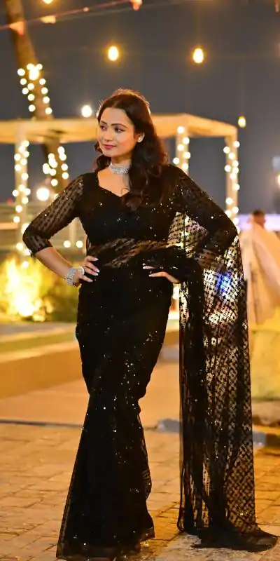 BT 352 Black Color Nylon Butterfly Net Sequence With Thread Work Saree Casual, Wedding, Festive, Events . Expected Delivery  4-6 Working Days @1699/- only                                                                                                                                             | Bollywood Sarees, Creative Sarees, Designer Sarees, Embroidered Sarees, Ethnic Saree, Modern Digital sarees, Party Wear Sarees, Sarees
