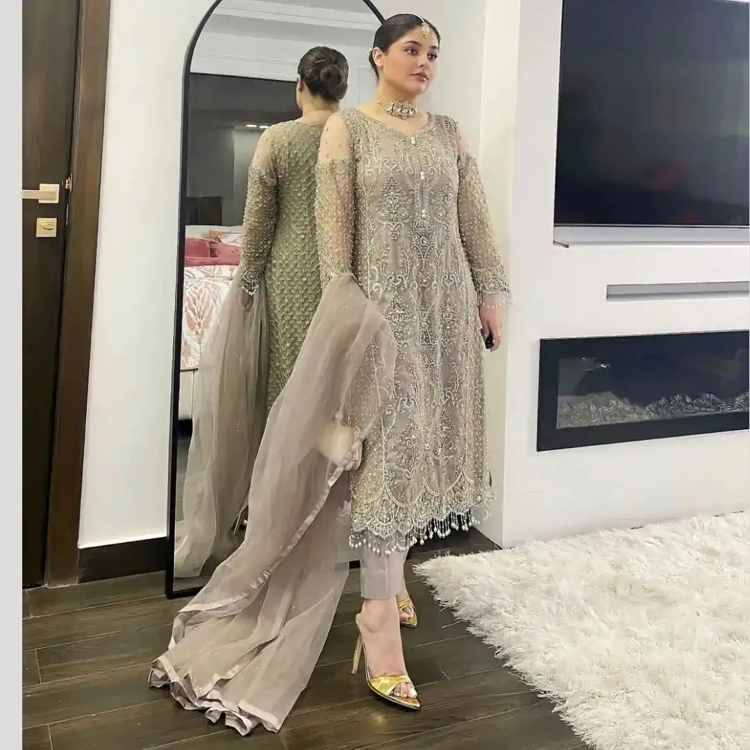  KF 1674 Cream Color Soft Net Embroidery Sequences With Dimond Work Fancy Lass Salwar Suit , Wedding, Party, Festive, Events Etc.4-6 Working Days@ 2049/-only | Jump Suits, Casual Suits, Creative suits, Designer Suits, Palazzo Suits, Party Wear Suits, Patiala Suits, Salwar suit, Straight Suits