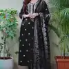 MF 1002 Black rayon cotton with embroidery work Salwar Suit  Casual, Wedding, Party, Festive, Events Etc.4-6 Working Days@ 1449/-only | Jump Suits, Casual Suits, Creative suits, Designer Suits, Palazzo Suits, Party Wear Suits, Patiala Suits, Salwar suit, Straight Suits