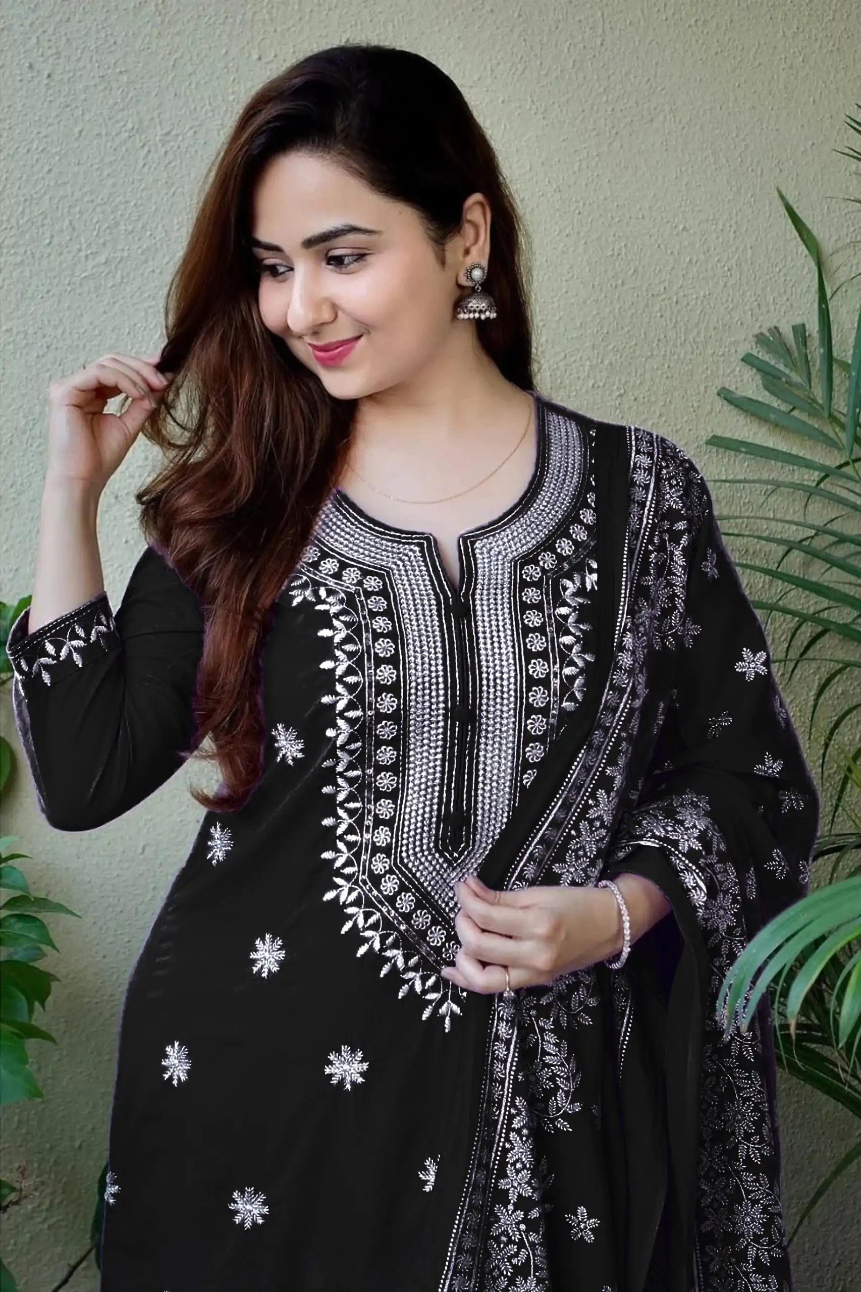 MF 1002 Black rayon cotton with embroidery work Salwar Suit  Casual, Wedding, Party, Festive, Events Etc.4-6 Working Days@ 1449/-only | Jump Suits, Casual Suits, Creative suits, Designer Suits, Palazzo Suits, Party Wear Suits, Patiala Suits, Salwar suit, Straight Suits