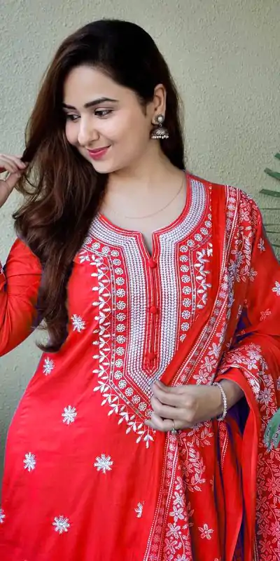 MF 1002 Red rayon cotton with embroidery work Salwar Suit  Casual, Wedding, Party, Festive, Events Etc.4-6 Working Days@ 1449/-only | Jump Suits, Casual Suits, Creative suits, Designer Suits, Palazzo Suits, Party Wear Suits, Patiala Suits, Salwar suit, Straight Suits