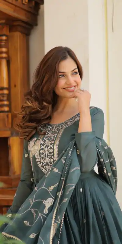 Ram 081 Grey Star Georgette Sequence Embroidery Work Anarkali Gown  Wedding Party, Festive, Events Etc.4-6 Working Days@2149/- only | Bollywood Gowns, Creative Gowns, Designer Gowns, Embroidered Gowns, Gowns, Party Wear Gowns, Straight Suits