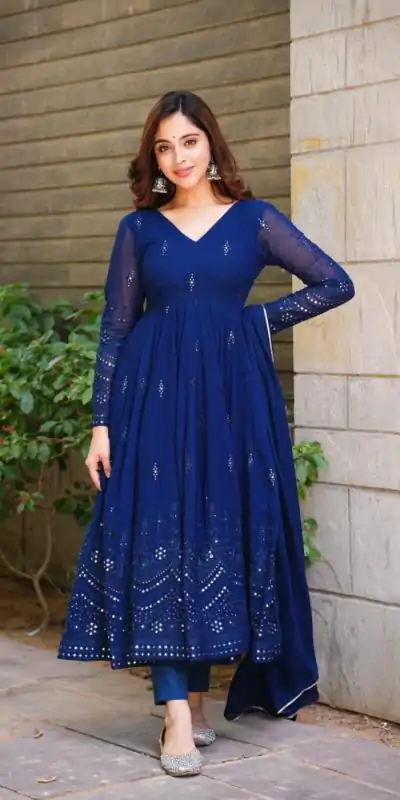 RTC 5551 Navy Blue Foix Georgette Thread With 9mm Sequence Salwar Suit Casual, Wedding, Party, Festive, Events Etc.4-6 Working Days@ 1999/-only | Jump Suits, Casual Suits, Creative suits, Designer Suits, Palazzo Suits, Party Wear Suits, Patiala Suits, Salwar suit, Straight Suits