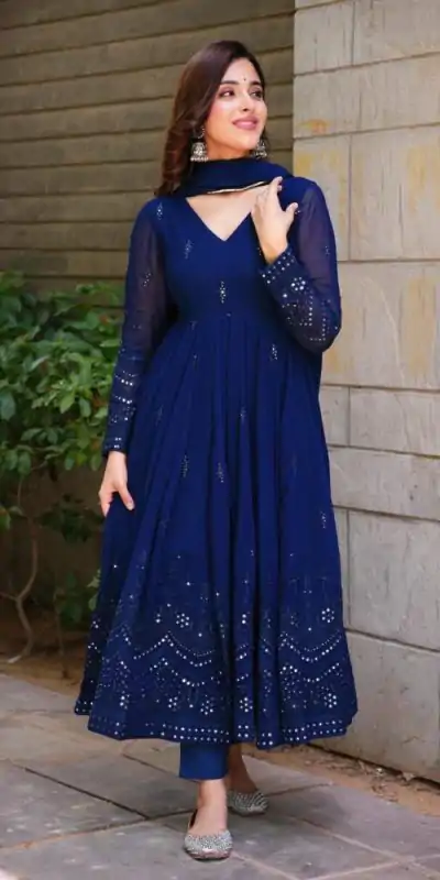 RTC 5551 Navy Blue Foix Georgette Thread With 9mm Sequence Salwar Suit Casual, Wedding, Party, Festive, Events Etc.4-6 Working Days@ 1999/-only | Jump Suits, Casual Suits, Creative suits, Designer Suits, Palazzo Suits, Party Wear Suits, Patiala Suits, Salwar suit, Straight Suits
