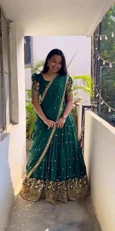 RC 269 Bottle Green Color Georgette Embroidery And Sequins Work Lehenga Choli Wedding, Party, Festive, Events Etc. Delivery 4-6 Working Days Rs 1999 | Bollywood Lehenga, Creative Lehenga, Designer Lehenga, Embroidered Lehenga, Lehenga, Party Wear Lehenga