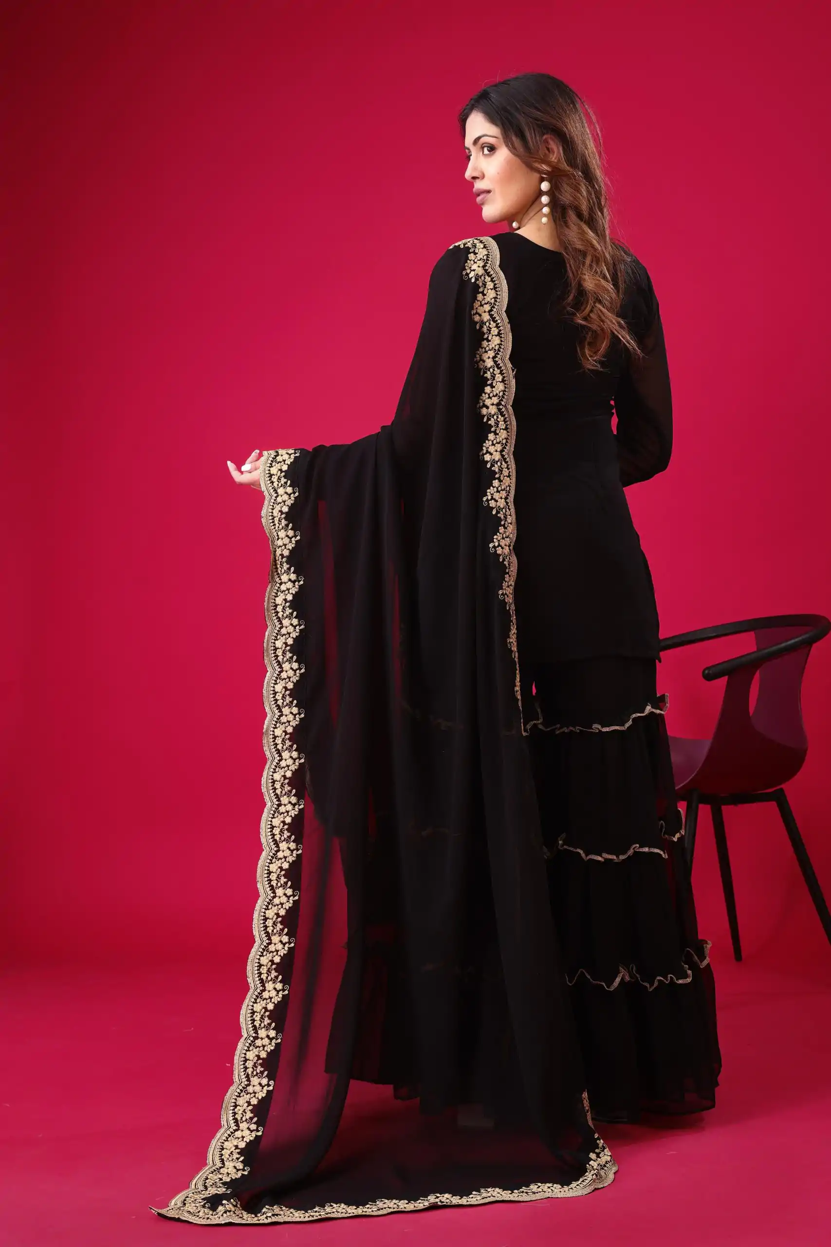 SRK 5236 Black Color Faux Georgette With Embroidery Sequence Work Salwar Suit , Wedding, Party, Festive, Events Etc.4-6 Working Days@ 2099/-only | Jump Suits, Casual Suits, Creative suits, Designer Suits, Palazzo Suits, Party Wear Suits, Patiala Suits, Salwar suit, Straight Suits