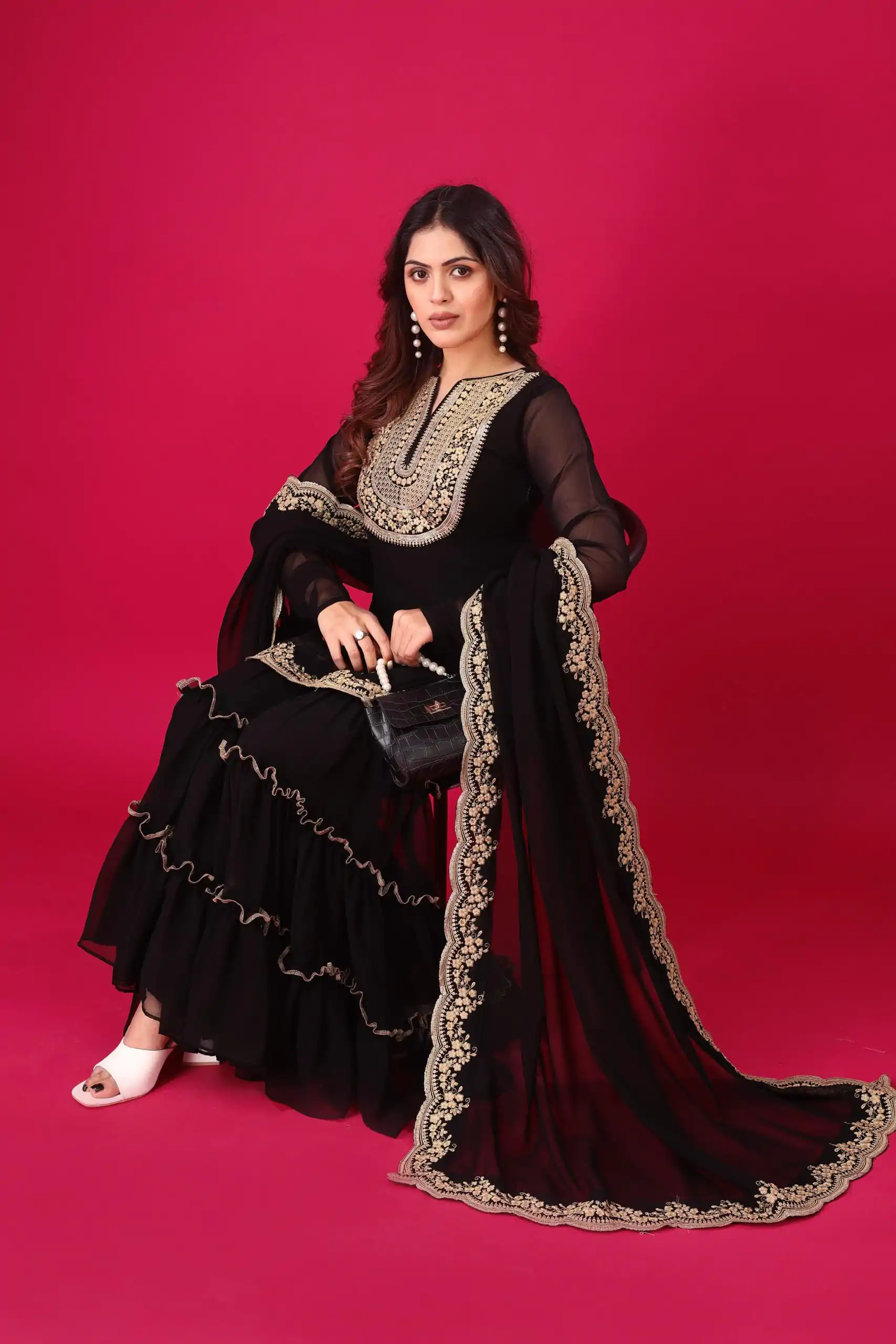 SRK 5236 Black Color Faux Georgette With Embroidery Sequence Work Salwar Suit , Wedding, Party, Festive, Events Etc.4-6 Working Days@ 2099/-only | Jump Suits, Casual Suits, Creative suits, Designer Suits, Palazzo Suits, Party Wear Suits, Patiala Suits, Salwar suit, Straight Suits