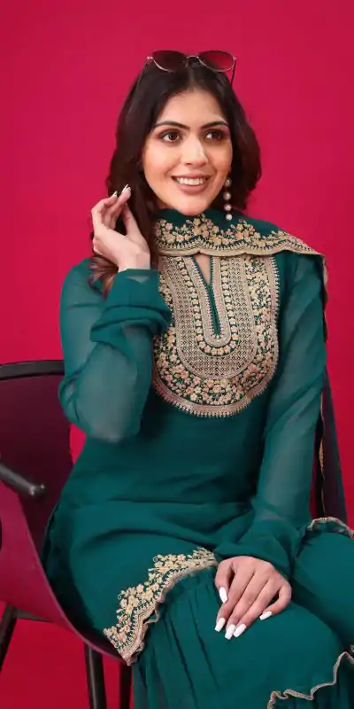 SRK 5236 Blue Color Faux Georgette Embroidery Sequence Work Salwar Suit , Wedding, Party, Festive, Events Etc.4-6 Working Days@ 2099/-only | Jump Suits, Casual Suits, Creative suits, Designer Suits, Palazzo Suits, Party Wear Suits, Patiala Suits, Salwar suit, Straight Suits