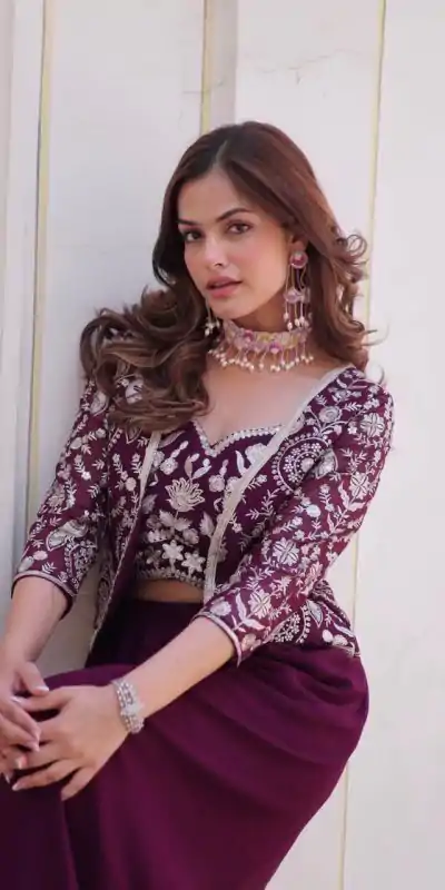 Ram 069 Wine Color Fox Georgette Embroidery Lace Work Anarkali Gown Wedding Party, Festive, Events Etc.4-6 Working Days@2049/- only | Bollywood Gowns, Creative Gowns, Designer Gowns, Embroidered Gowns, Gowns, Party Wear Gowns, Straight Suits