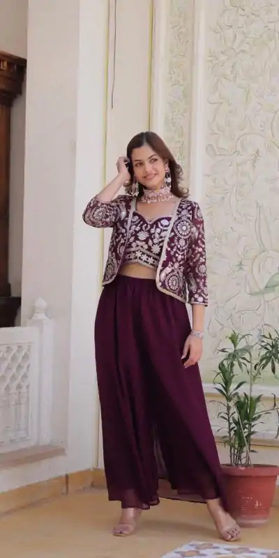 Ram 069 Wine Color Fox Georgette Embroidery Lace Work Anarkali Gown Wedding Party, Festive, Events Etc.4-6 Working Days@2049/- only | Bollywood Gowns, Creative Gowns, Designer Gowns, Embroidered Gowns, Gowns, Party Wear Gowns, Straight Suits