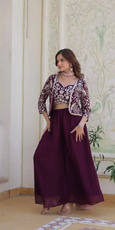 Ram 069 Wine Color Fox Georgette Embroidery Lace Work Anarkali Gown Wedding Party, Festive, Events Etc.4-6 Working Days@2049/- only | Bollywood Gowns, Creative Gowns, Designer Gowns, Embroidered Gowns, Gowns, Party Wear Gowns, Straight Suits