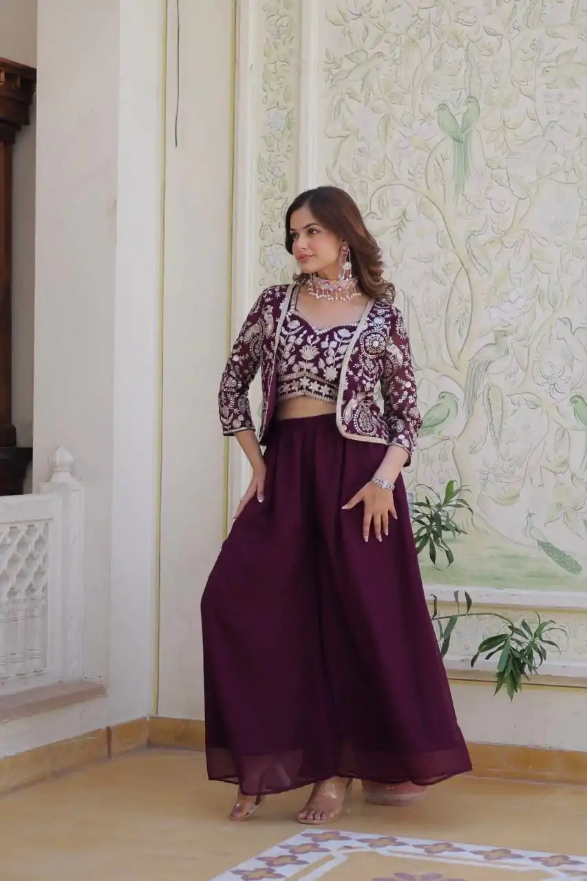 Ram 069 Wine Color Fox Georgette Embroidery Lace Work Anarkali Gown Wedding Party, Festive, Events Etc.4-6 Working Days@2049/- only | Bollywood Gowns, Creative Gowns, Designer Gowns, Embroidered Gowns, Gowns, Party Wear Gowns, Straight Suits