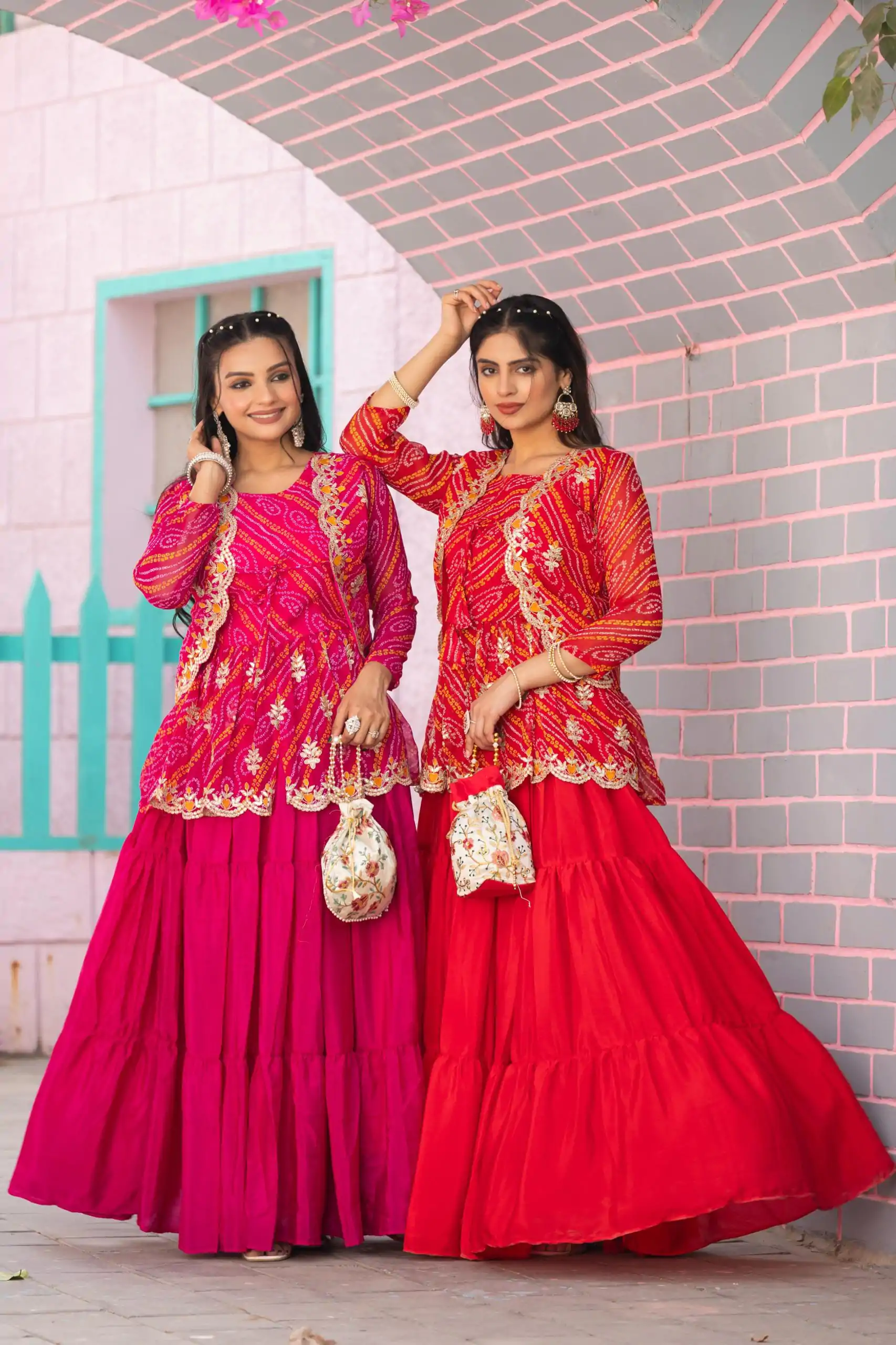 Ram 091 Pink Color Bandhej Embroidery Thared Work Lehenga Crop Top & Jacket Wedding, Party, Festive, Events Etc. Delivery 4-6 Working Days Rs 2149 | Bollywood Lehenga, Creative Lehenga, Designer Lehenga, Embroidered Lehenga, Lehenga, Party Wear Lehenga