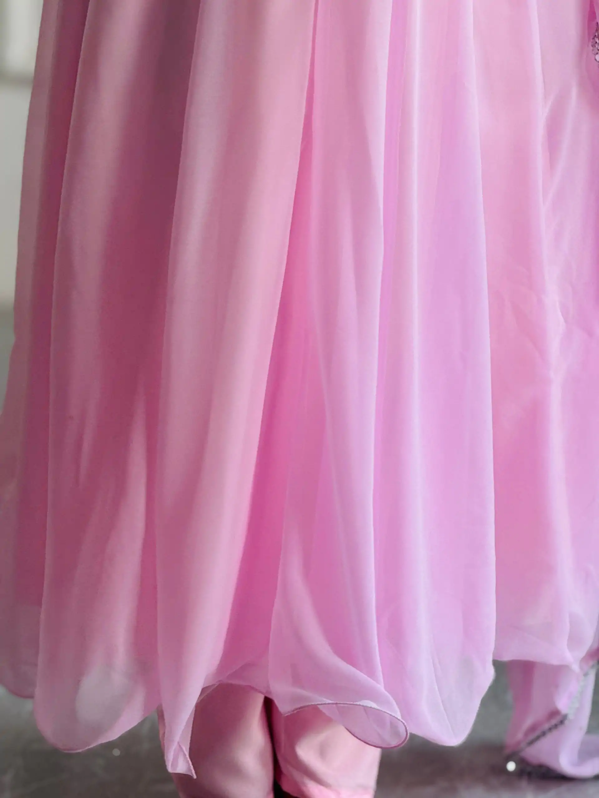 VLM 256 Baby Pink Color Foix Georgette With Embroidery Work Anarkali Gown Casual, Wedding, Party, Festive, Events Etc.4-6 Working Days@ 1899/-only | Bollywood Gowns, Creative Gowns, Designer Gowns, Embroidered Gowns, Gowns, Party Wear Gowns