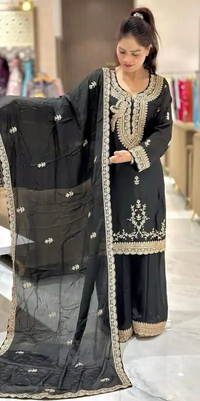 NSR 840 Black Color Faux Georgette With Embroidery Sequence Work Salwar Suit Casual, Wedding, Party, Festive, Events Etc.4-6 Working Days@ 1999/-only | Jump Suits, Casual Suits, Creative suits, Designer Suits, Palazzo Suits, Party Wear Suits, Patiala Suits, Salwar suit, Straight Suits