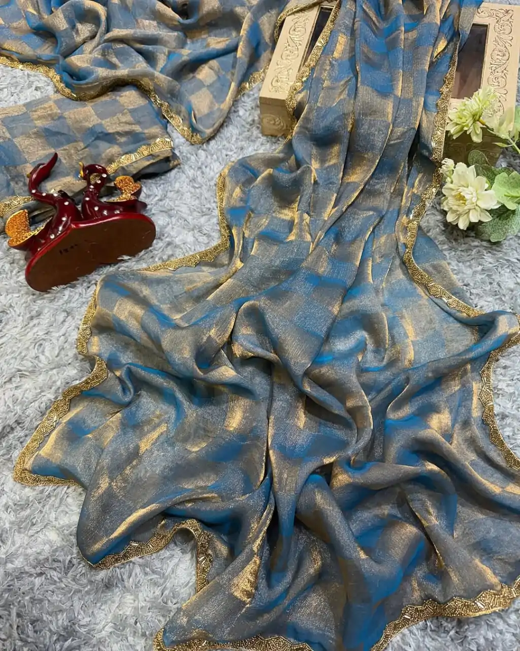 KF Arrival Blue Color Fendi Chiffon Pattern Hand Work Lace Saree Casual, Wedding, Festive, Events . Expected Delivery  4-6 Working Days @1999/- only                                                                                                                                             | Bollywood Sarees, Creative Sarees, Designer Sarees, Embroidered Sarees, Ethnic Saree, Modern Digital sarees, Party Wear Sarees, Sarees