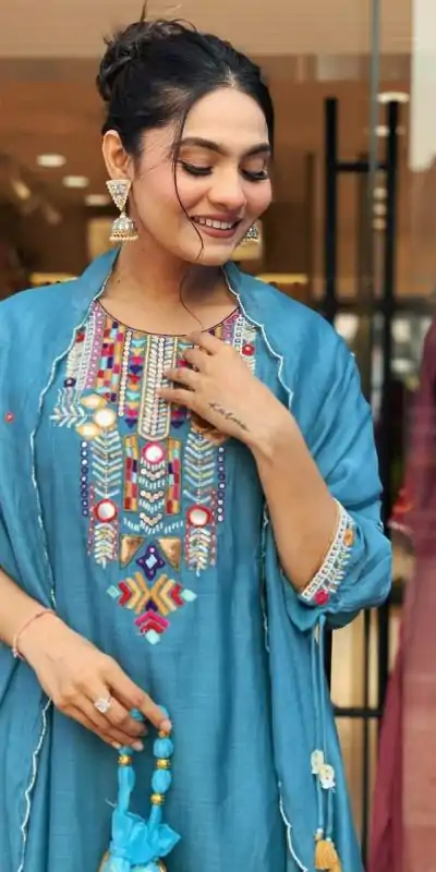 MF 748 Blue Color Chanderi Silk With Mirror Work Embroidery Salwar Suit Casual, Wedding, Party, Festive, Events Etc.4-6 Working Days@ 1599/-only | Jump Suits, Casual Suits, Creative suits, Designer Suits, Palazzo Suits, Party Wear Suits, Patiala Suits, Salwar suit, Straight Suits