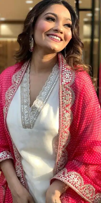 MF 726 Half White Color Roman Silk With Red Dupatta Coding Work Salwar Suit Casual, Wedding, Party, Festive, Events Etc.4-6 Working Days@ 1699/-only | Jump Suits, Casual Suits, Creative suits, Designer Suits, Palazzo Suits, Party Wear Suits, Patiala Suits, Salwar suit, Straight Suits