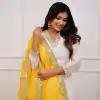 MF 726 Half White Color Roman Silk With Yellow Dupatta Coding Work Salwar Suit Casual, Wedding, Party, Festive, Events Etc.4-6 Working Days@ 1699/-only | Jump Suits, Casual Suits, Creative suits, Designer Suits, Palazzo Suits, Party Wear Suits, Patiala Suits, Salwar suit, Straight Suits