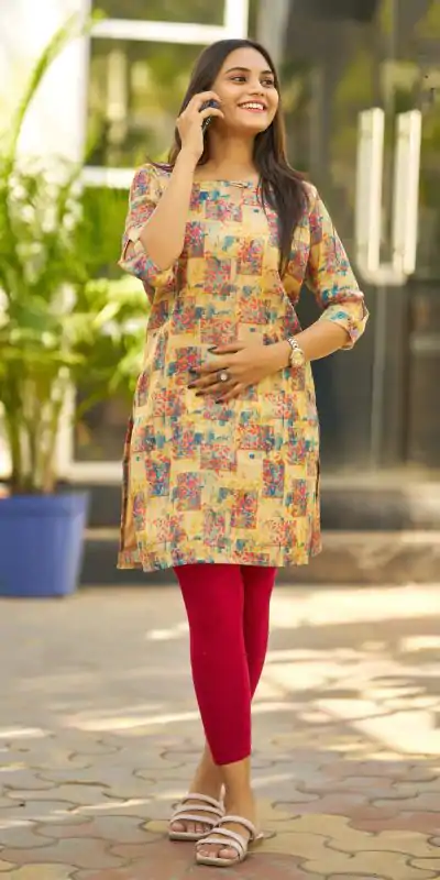INLI Rashmika Cream Color Simmer Silk Office Wear Printed Kurti Casual, Wedding, Party, Festive, Events Etc. Expected Delivery 4-6 Working Days @1399/- | Bollywood Kurti, Creative Kurtis, Designer Kurti, Kurti, Party Wear Kurti, Selfie Kurti