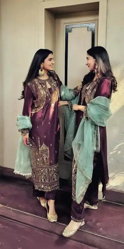 BE-318 Maroon Chinon Sequence Embroidery Work Salwar Suit  Casual, Wedding, Party, Festive, Events Etc.4-6 Working Days@ 2099/-only | Jump Suits, Casual Suits, Creative suits, Designer Suits, Palazzo Suits, Party Wear Suits, Patiala Suits, Salwar suit, Straight Suits