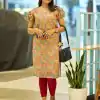 INLI Rashmika Yellow Color Simmer Silk Office Wear Printed Kurti Casual, Wedding, Party, Festive, Events Etc. Expected Delivery 4-6 Working Days @1399/- | Bollywood Kurti, Creative Kurtis, Designer Kurti, Kurti, Party Wear Kurti, Selfie Kurti