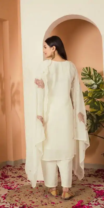 DC G87 Cream Color Fox georgette Embroidery Thread Sequence Salwar Suit Casual, Wedding, Party, Festive, Events Etc.4-6 Working Days@ 1849/-only | Jump Suits, Casual Suits, Creative suits, Designer Suits, Palazzo Suits, Party Wear Suits, Patiala Suits, Salwar suit, Straight Suits
